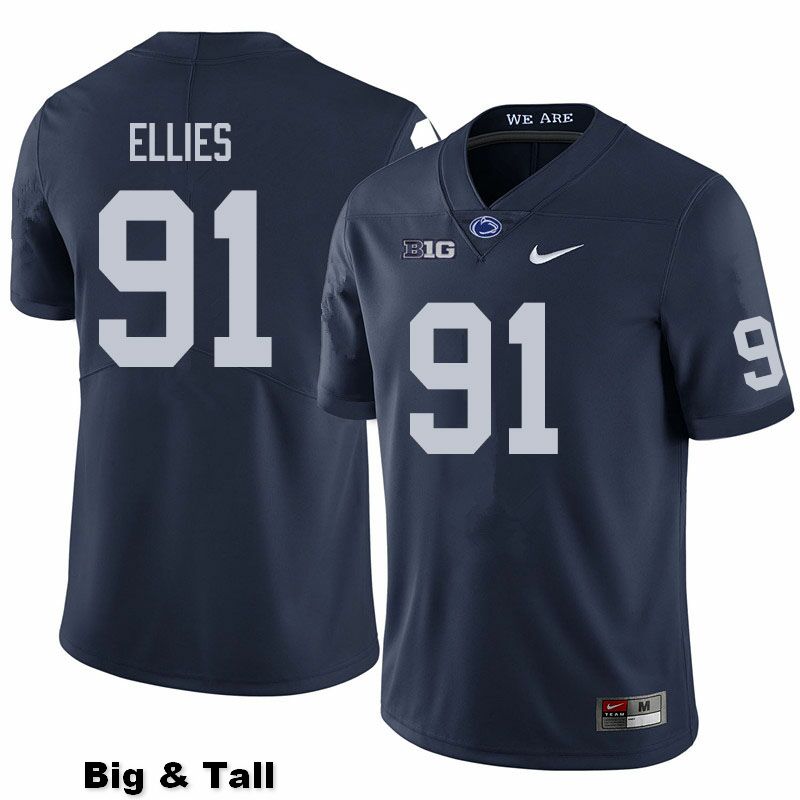 NCAA Nike Men's Penn State Nittany Lions Dvon Ellies #91 College Football Authentic Big & Tall Navy Stitched Jersey HVV8898XD